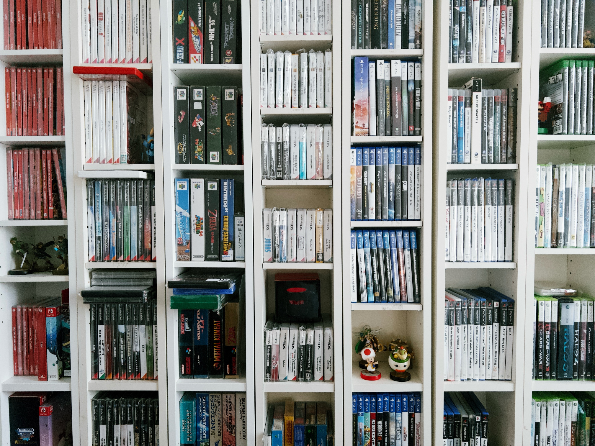 Close up of author video game collection