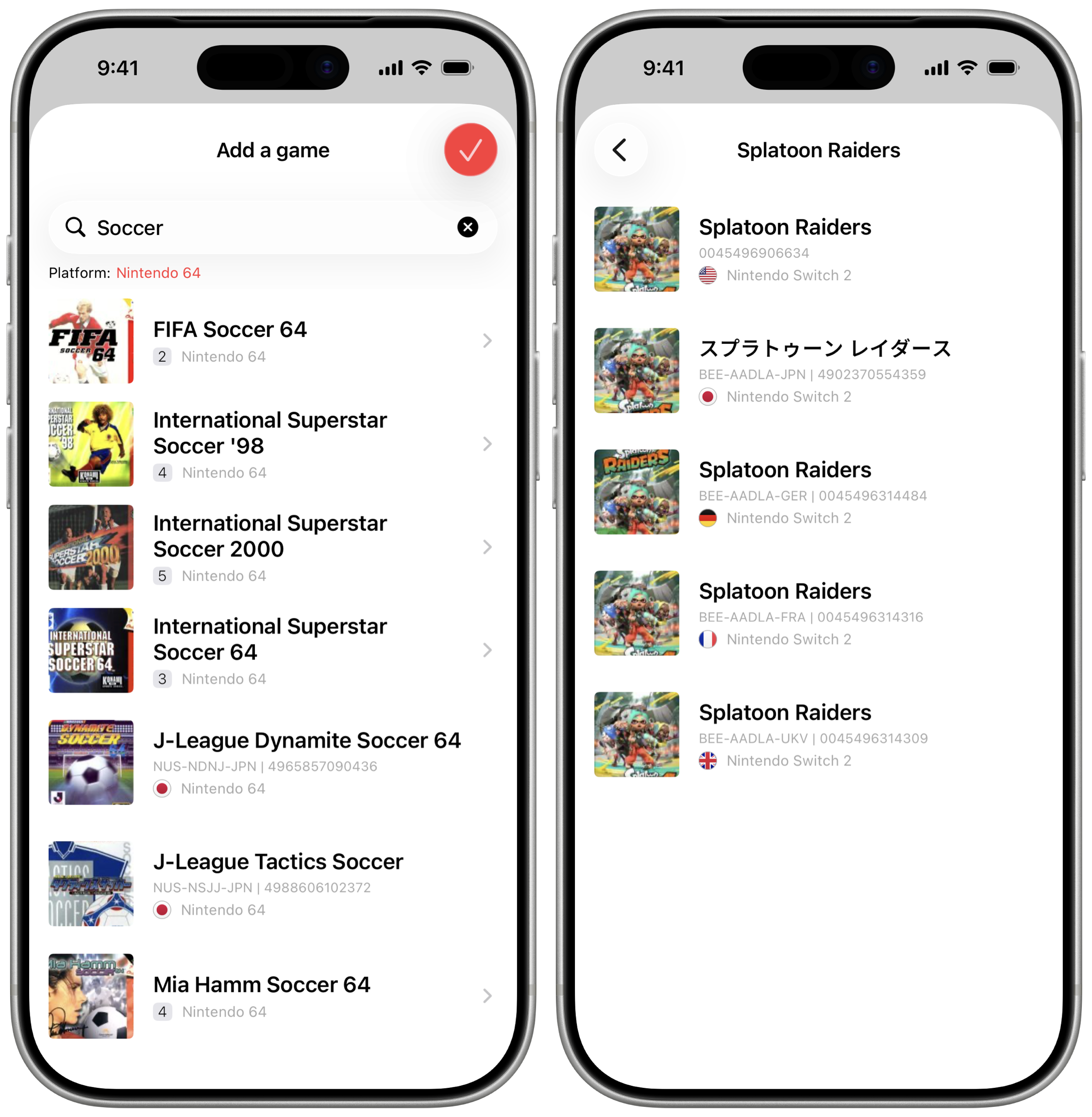 Screenshot of Games add game search with product code and UPC